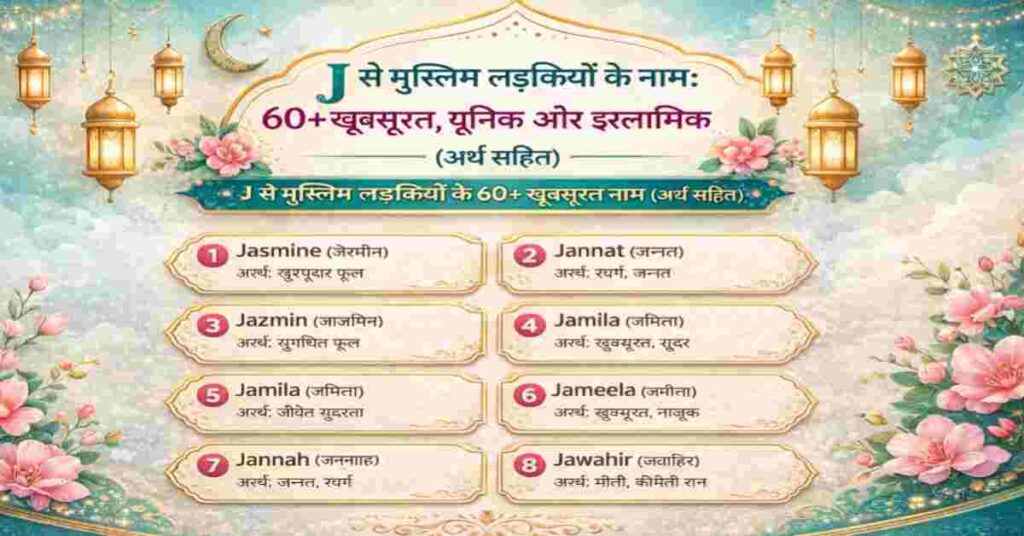J से मुस्लिम लड़कियों के नाम